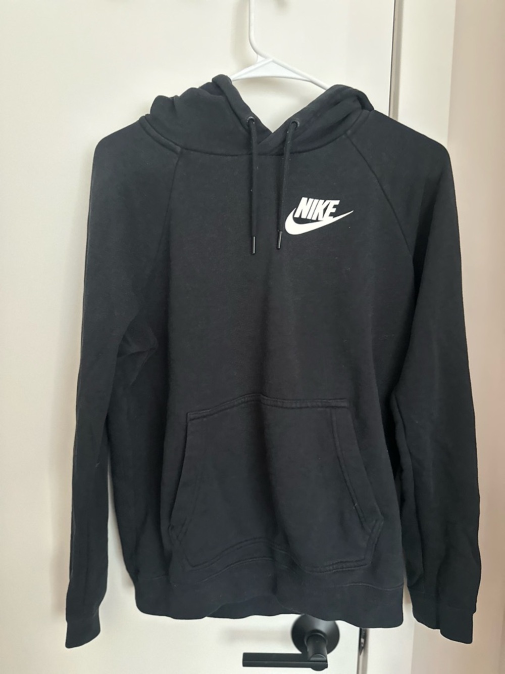 Nike Black Crewneck Hoodie with White Swoosh Logo